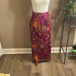 Koret Floral Pencil Skirt in Purple and Orange